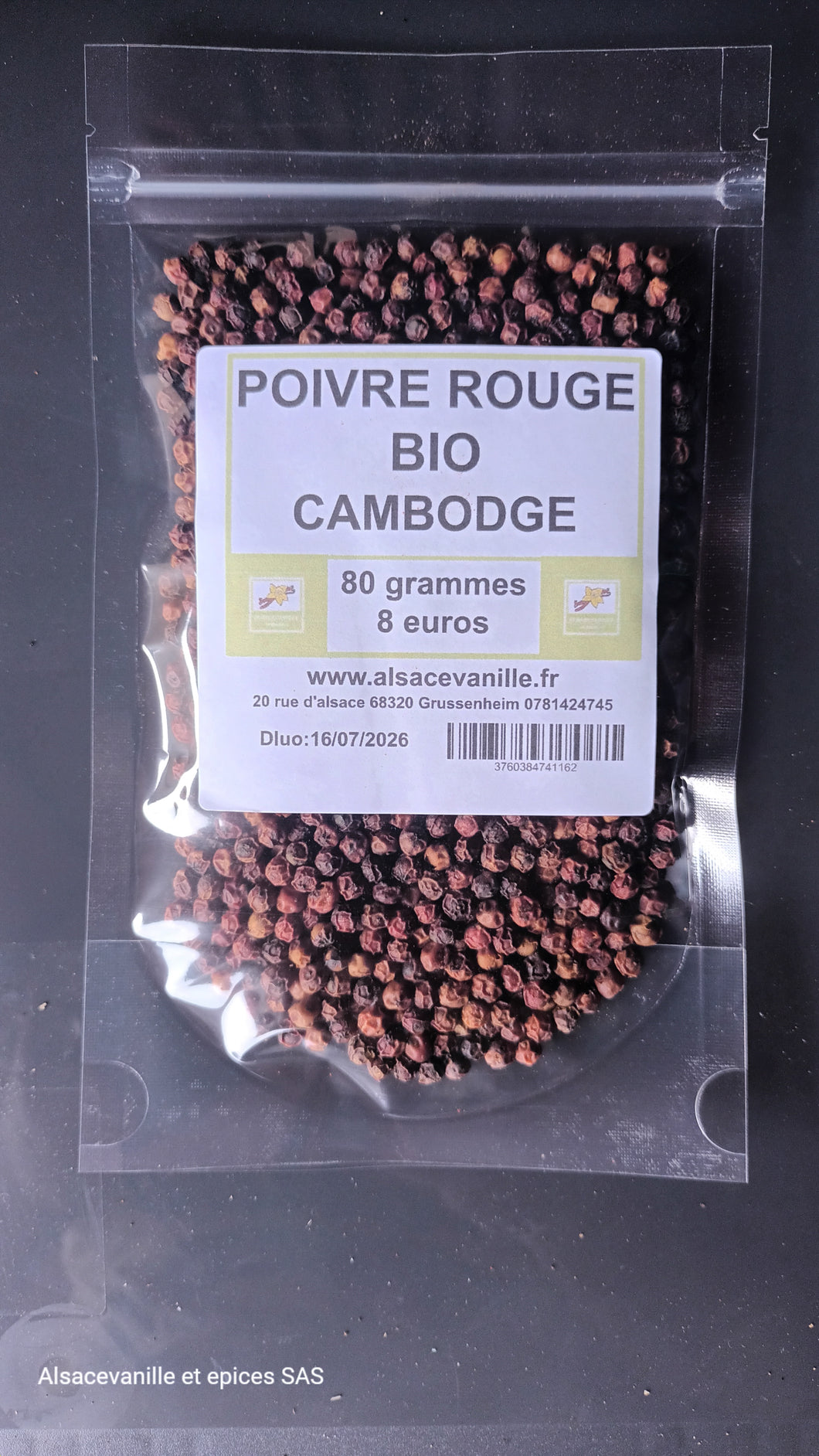 Poivre rouge du Cambodge 80 grammes